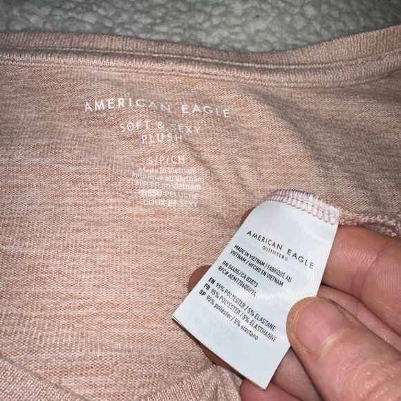 American Eagle Soft & Sexy Plush Long Sleeve Light Pink Small NWOT - Picture 5 of 10